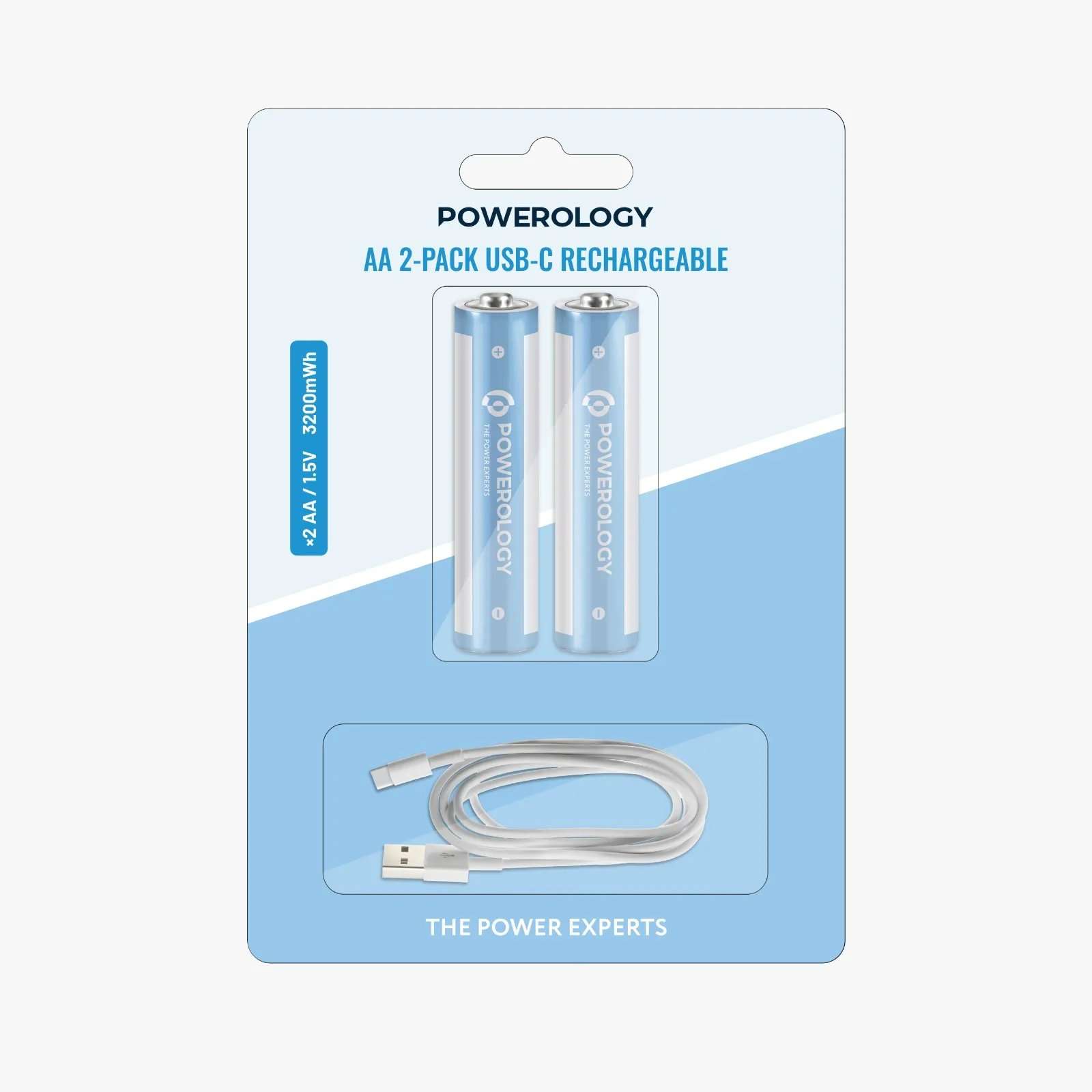 Powerology 1.5V Type-C Rechargeable Lithium-ion Battery 2pcs - Linkphones Center